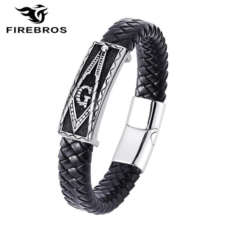 FIREBROS 2020 New Magnetic Buckle Stainless Steel Masonic Symbol 12mm Genuine Leather Bracelet Men's Vintage Punk Jewelry Gift
FIREBROS 2020 New Magnetic Buckle Stainless Steel Masonic Symbol 12mm Genuine Leather Bracelet Men's Vintage Punk Jewelry Gift