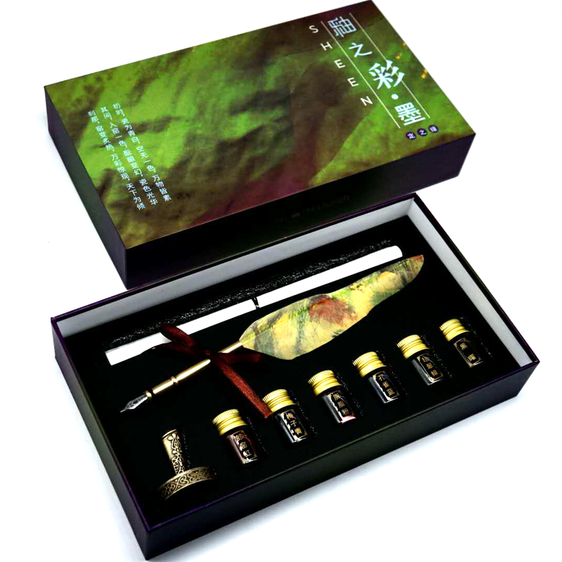 Ostrich Glaze Color Sheen Color Ink Gold Ink With Feather Pen Pen Holder Gift Box Set, Red
Ostrich Glaze Color Sheen Color Ink Gold Ink With Feather Pen Pen Holder Gift Box Set, Red
