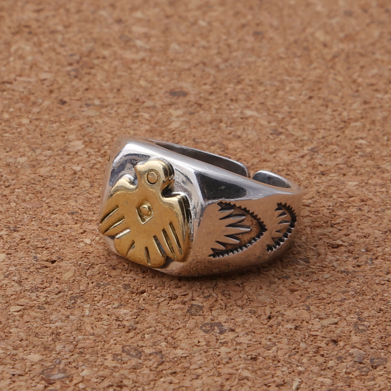 925 sterling silver handmade vintage jewelry American Japanese creative minimalism Eagle Talon band rings adjustable rings for men women