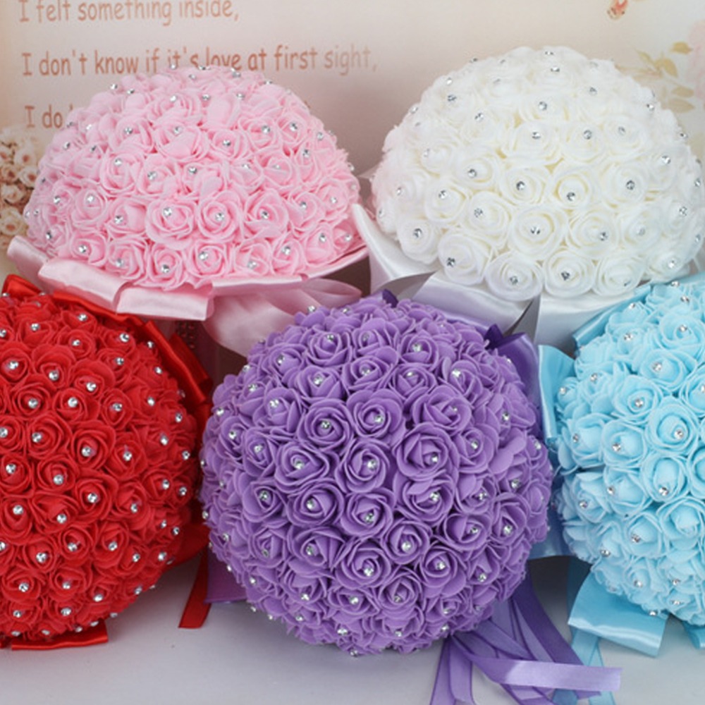 Handmade Rose Wedding Bridal Bouquet Beautiful Artificial Flower Foam Roses Bride Flower Wedding Party Accessory Wedding Bouquet