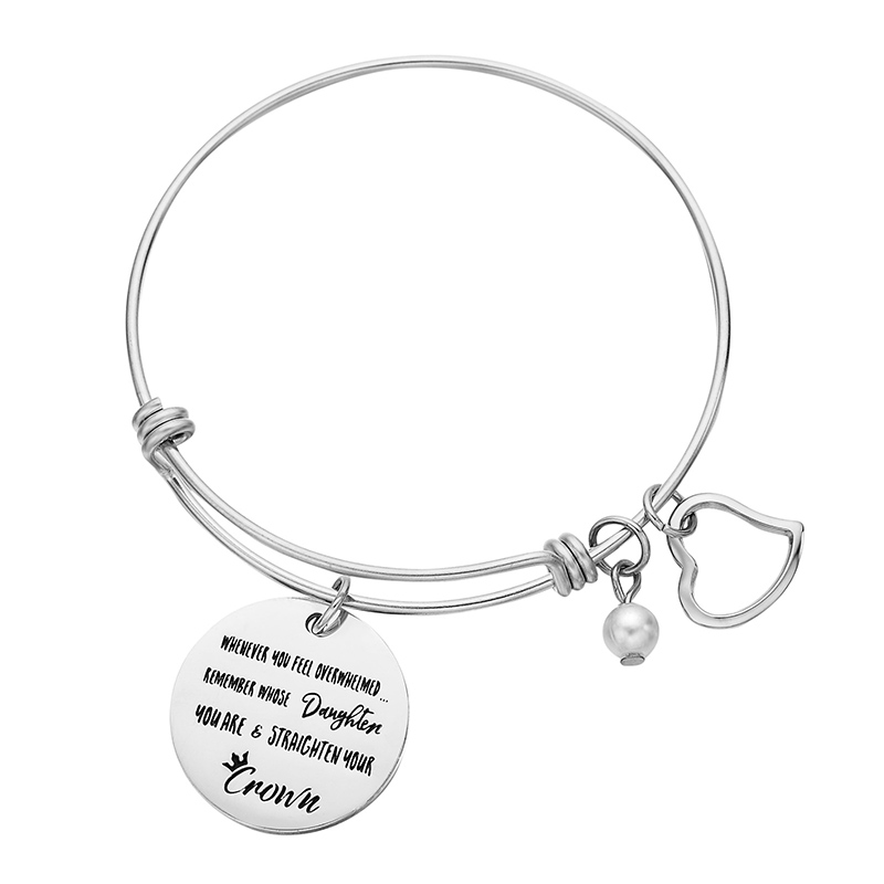 

Daughter Charm Bracelet Bangle Stainless Steel Girls Charm Jewelry Whenever You Feel Overwhelmed Remember Whose Daughter You Are