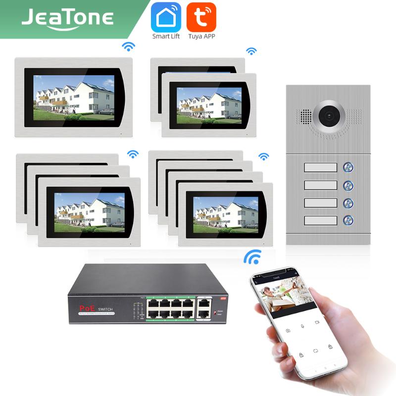 

Jeatone Tuya smart 7"inch WIFI Video intercom For 1/2/3/4 Separate Apartments Touch Screen Monitor Customize floors 8771287214