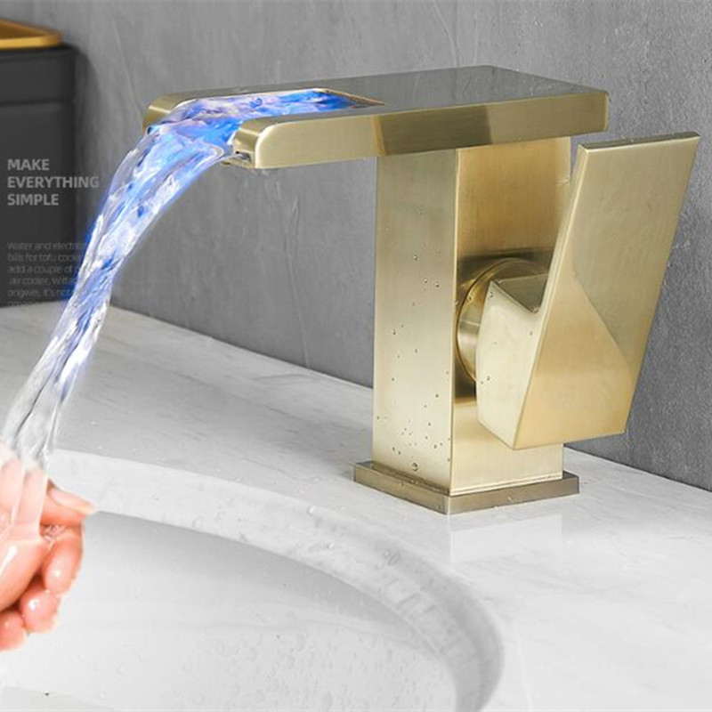 Led Gold brush waterfall basin faucet battery bathroom led basin mixer water faucet sink Mixer Tap light bathroom
Led Gold brush waterfall basin faucet battery bathroom led basin mixer water faucet sink Mixer Tap light bathroom