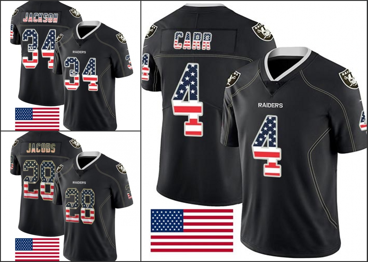 Jersey Las Vegas''Raiders''Men #4 Derek Carr 28 Josh Jacobs 34 Bo Jackson''NFL''Women Youth Rush USA Flag Limited Jersey
Jersey Las Vegas''Raiders''Men #4 Derek Carr 28 Josh Jacobs 34 Bo Jackson''NFL''Women Youth Rush USA Flag Limited Jersey