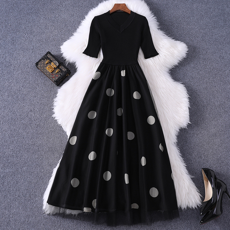 Work Office lady Dress Runway 2020 new Superior quality autumn women elegant club Dot dress Casual Patchwork mesh long dresses, Black
Work Office lady Dress Runway 2020 new Superior quality autumn women elegant club Dot dress Casual Patchwork mesh long dresses, Black