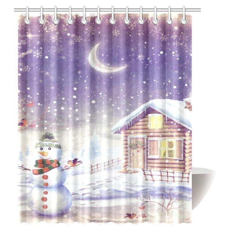 Winter Landscape with Snowman Shower Curtain Christmas Scene with Snowman and House Theme Bathroom Decor Set Hooks
Winter Landscape with Snowman Shower Curtain Christmas Scene with Snowman and House Theme Bathroom Decor Set Hooks