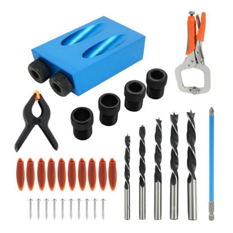15 Degree Oblique Hole Locator Pocket Hole Jig Kit With Different Size Drills Anti-Rust Practical Sturdy DIY Carpentry Tools Kit
15 Degree Oblique Hole Locator Pocket Hole Jig Kit With Different Size Drills Anti-Rust Practical Sturdy DIY Carpentry Tools Kit