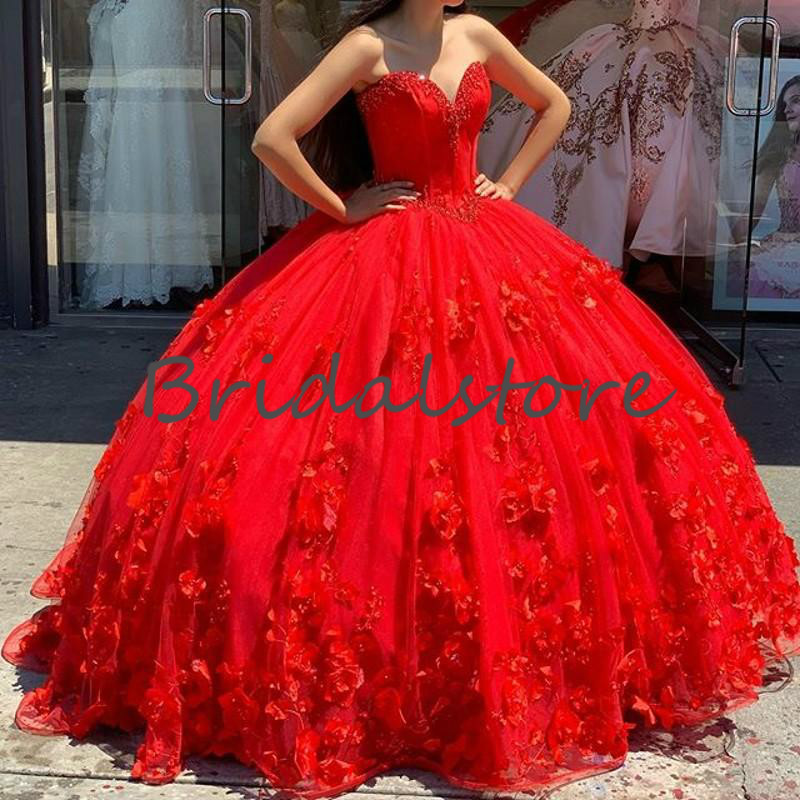 Luxury Royal Blue Quinceanera Dresses With 3D Flowers Elegant Sweetheat Ball Gown Beaded Prom Dresses 2020 Beautiful Brithday Sweet 15 Dress