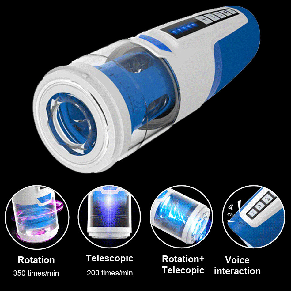 Automatic Piston Telescopic Male Masturbator Electric Rotation Penis Masturbation Cup Voice Blowjob Sex Toys for Men Sex Shop T200730
