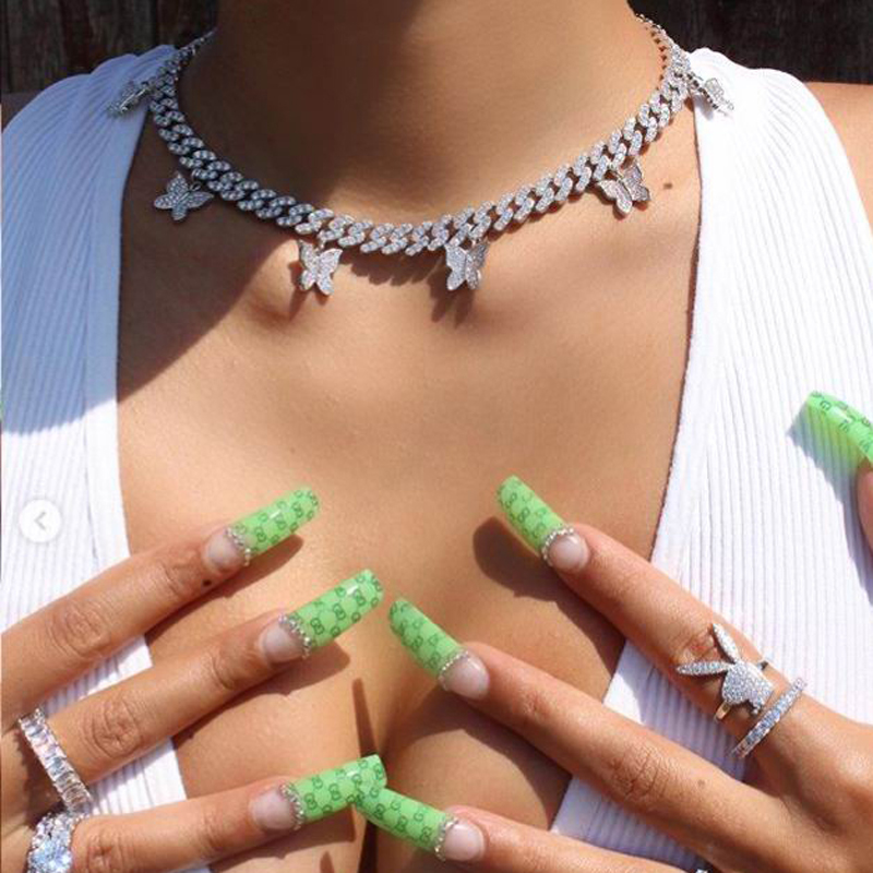 sparking cz baguette Butterfly necklace jewelry 9mm iced out bling cz Miami cuban link silver color choker women hiphop jewelry
sparking cz baguette Butterfly necklace jewelry 9mm iced out bling cz Miami cuban link silver color choker women hiphop jewelry