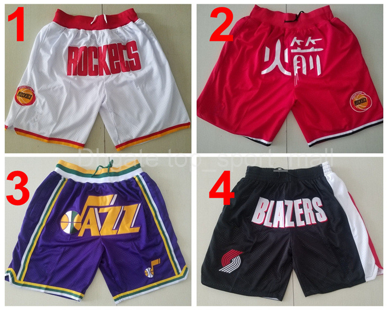 Team Basketball Just Don Short Sport Shorts Pants With Pocket Zipper Sweatpants Blue White Black Purple Team Men Stitched Size S-XXXL Jersey
