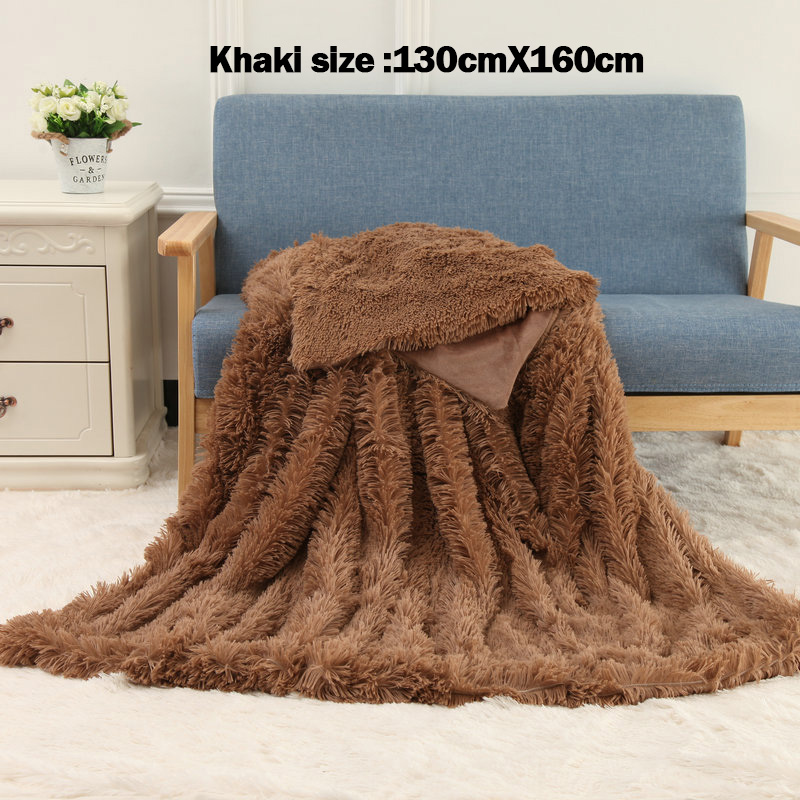 Luxury Large Pile Throw Blanket Super Soft Fleece Warm Shaggy Cover Home Bedroom couverture de lit viltti H99F