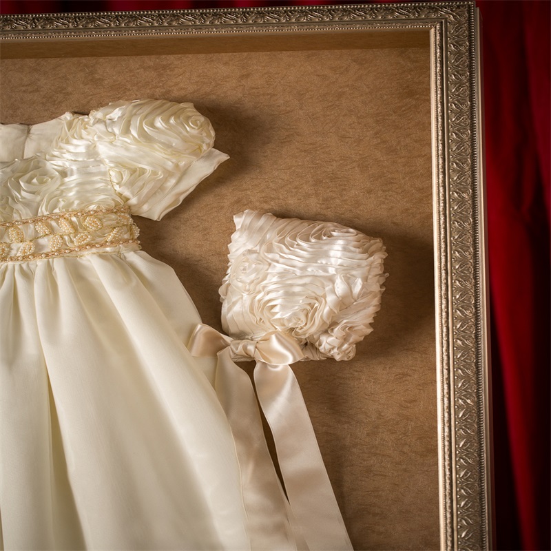 Classy Christening Dresses For Baby Girls Lace Appliqued Ruffles Satin Pearls Long Baptism Dress Taffeta First Communication Gowns