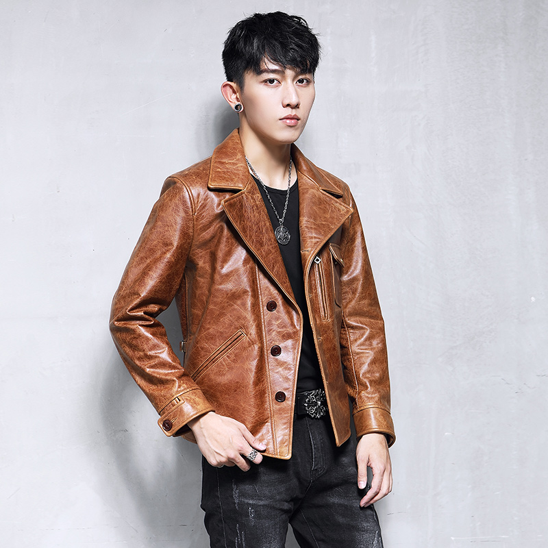 Men's Genuine Leather Jacket 100% Real Cow Leather Jacket Men Biker Motorcycle Blazers Slim Coat 19-07A KJ3219, Black
Men's Genuine Leather Jacket 100% Real Cow Leather Jacket Men Biker Motorcycle Blazers Slim Coat 19-07A KJ3219, Black