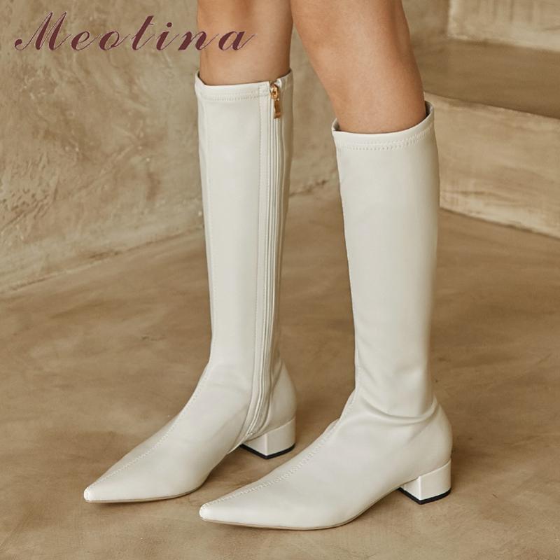 Meotina Women Knee High Boots Shoes Zipper Mid Heel Long Boots Pointed Toe Chunky Heels Ladies Autumn Winter Black Beige, Black synthetic lin
Meotina Women Knee High Boots Shoes Zipper Mid Heel Long Boots Pointed Toe Chunky Heels Ladies Autumn Winter Black Beige, Black synthetic lin