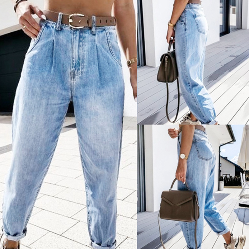 Women Full Length Pants Jeans High Waist Washed Jeans Pockets Bleached Fashion Casual Trousers, Blue
Women Full Length Pants Jeans High Waist Washed Jeans Pockets Bleached Fashion Casual Trousers, Blue