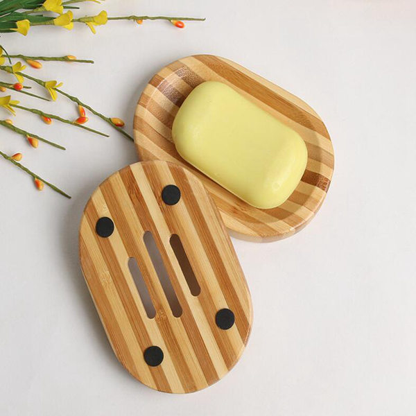 free shipping Natural Bamboo Soap Dishes Tray Holder Bathroom Soap Rack Plate Box Container
