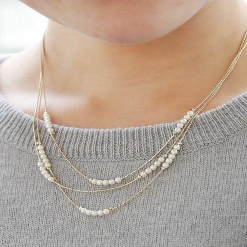 ALYXUY Multilayer Simple Pearl Necklace Small Pearl Decoration Gold Color Sweet Romantic Chain Necklace for Women Girls Jewelry, Silver
ALYXUY Multilayer Simple Pearl Necklace Small Pearl Decoration Gold Color Sweet Romantic Chain Necklace for Women Girls Jewelry, Silver