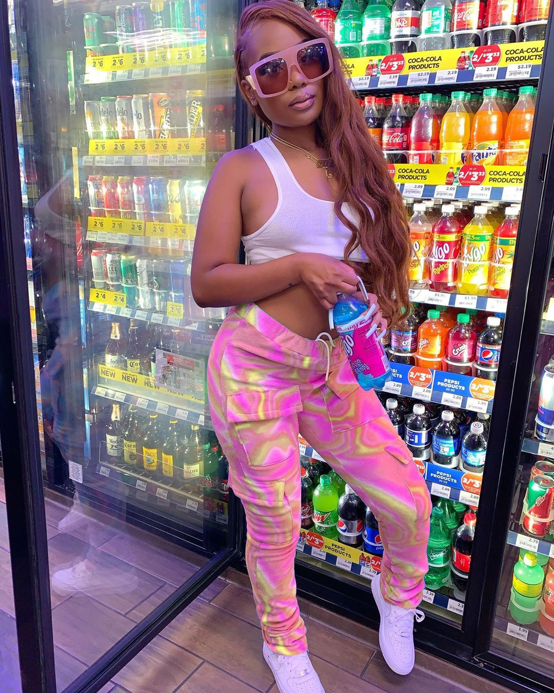 Spot 2021 European and American spring and summer women's casual fashion pocket lace multi-color printed pants