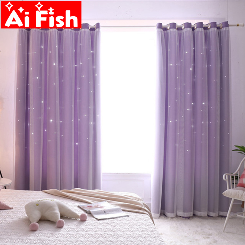 Candy Color Curtain Double layer with Hollow Stars Curtain Cloth for Kids bedroom Blackout Drape Tulle Custom MY491-40, Purple
Candy Color Curtain Double layer with Hollow Stars Curtain Cloth for Kids bedroom Blackout Drape Tulle Custom MY491-40, Purple