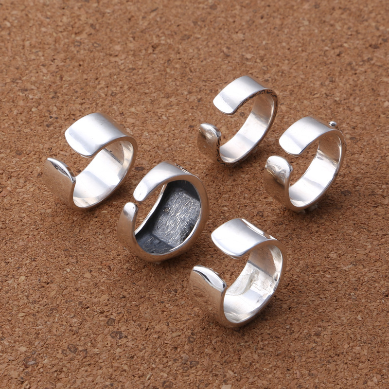 925 sterling silver handmade vintage jewelry American Japanese creative minimalism Eagle Talon band rings adjustable rings for men women