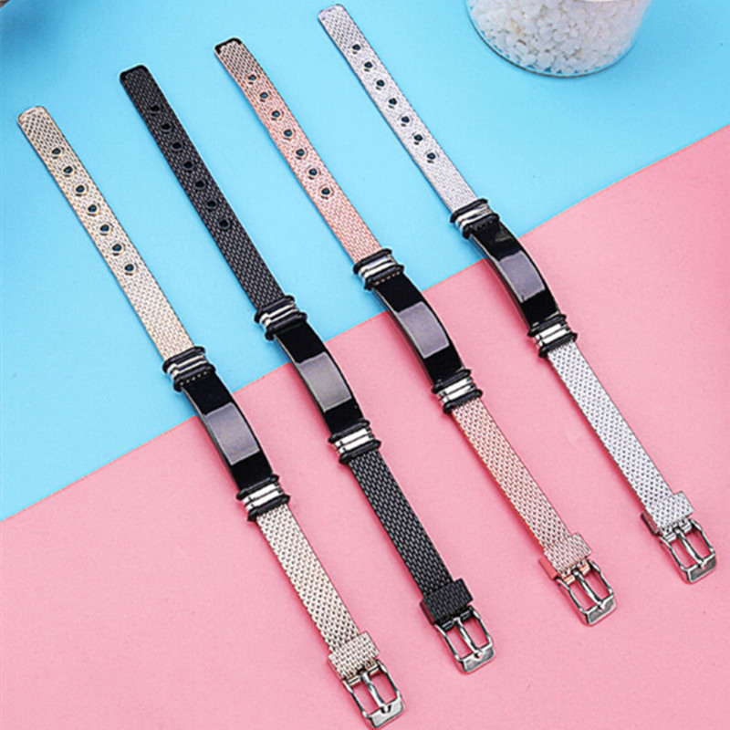 Somsoar Jewelry Stianless Steel mesh bracelet with PU Charms can printing Logo/name/date with 7 holes to adjustable
Somsoar Jewelry Stianless Steel mesh bracelet with PU Charms can printing Logo/name/date with 7 holes to adjustable