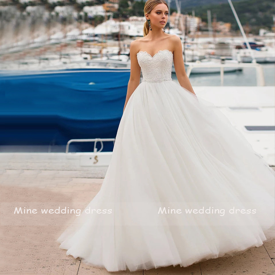 Sweetheart Beads Lace Applique Princess Tulle Boho A-Line Wedding Dress 2020 vestidos de novia, White
Sweetheart Beads Lace Applique Princess Tulle Boho A-Line Wedding Dress 2020 vestidos de novia, White