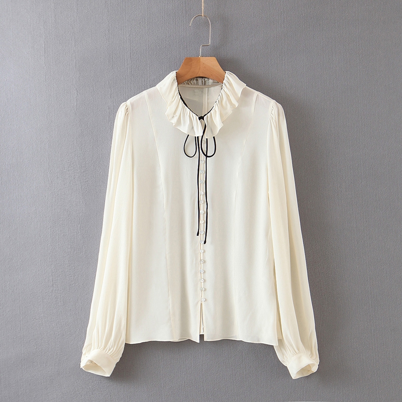 Casual New Spring Chiffon Blouse Lace Up Ruffles Collar Women Tops Long Sleeves All matched Shirt XB2209, Beige
Casual New Spring Chiffon Blouse Lace Up Ruffles Collar Women Tops Long Sleeves All matched Shirt XB2209, Beige