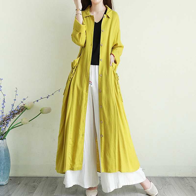 long cotton women trench coat 2020 summer new turn-down collar long-sleeved loose pocket ankle length lady outwear coat tops, See chart
long cotton women trench coat 2020 summer new turn-down collar long-sleeved loose pocket ankle length lady outwear coat tops, See chart