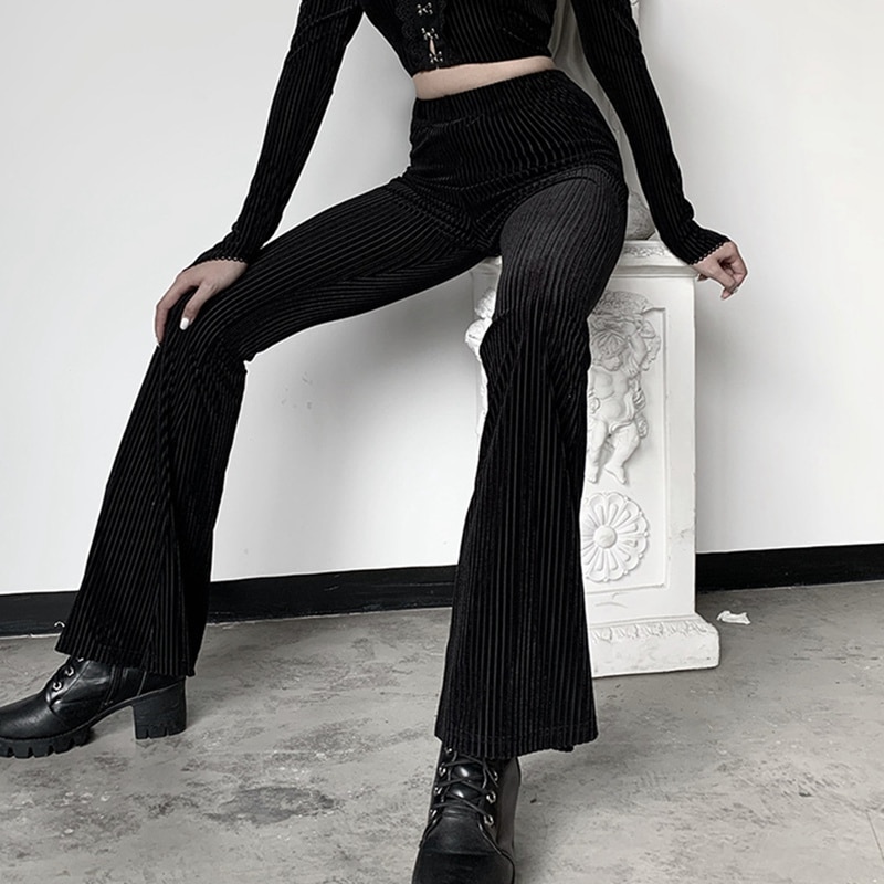 Sexy Black Suede Trousers For Women 2020 Autumn Fashion Casual Streetwear Pit Strip Female Flare Pants Gothic Elegant Pants, Bk
Sexy Black Suede Trousers For Women 2020 Autumn Fashion Casual Streetwear Pit Strip Female Flare Pants Gothic Elegant Pants, Bk