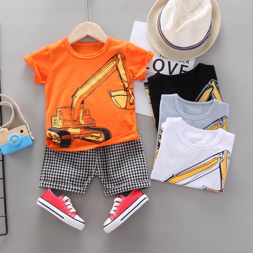 Children's clothing 2020 new baby summer clothes cartoon printing excavator O neck short sleeve small plaid shorts 2pcs Set, As picture
Children's clothing 2020 new baby summer clothes cartoon printing excavator O neck short sleeve small plaid shorts 2pcs Set, As picture