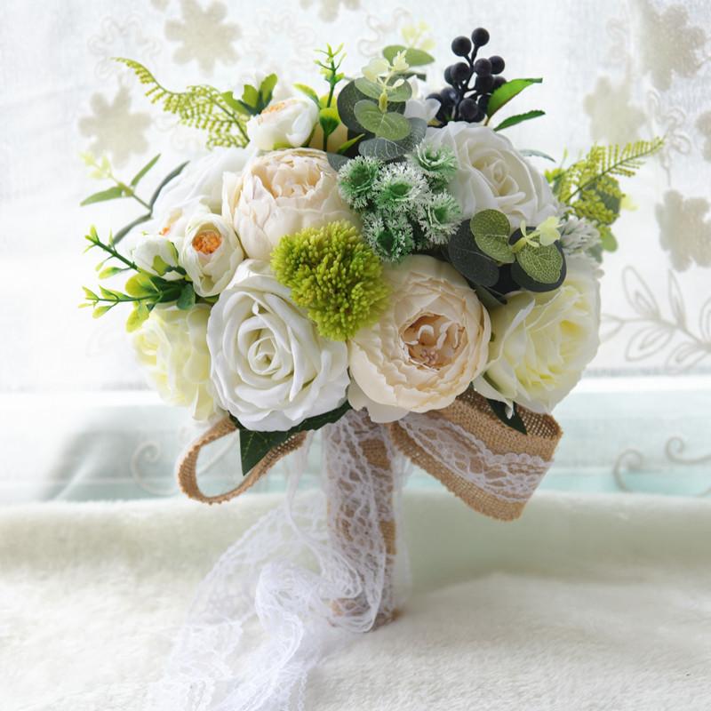 Bridal Holding Flower Artificial Silk Rose Flowers Wedding Party Decor Bride Bouquet Wedding Party Fake Holding Flowers, White
Bridal Holding Flower Artificial Silk Rose Flowers Wedding Party Decor Bride Bouquet Wedding Party Fake Holding Flowers, White