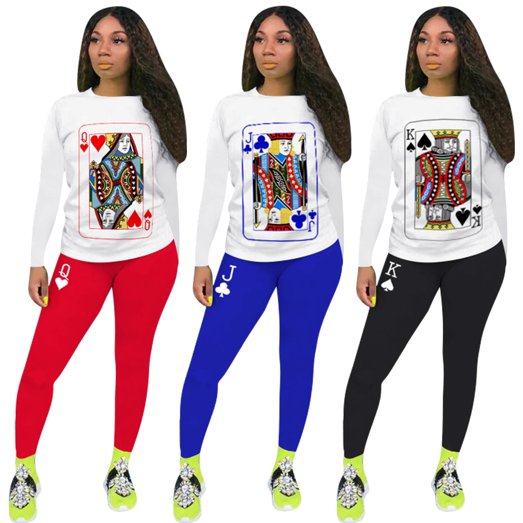 Sportwear Poker Car Print Women Tracksuit Two Piece Set Long Sleeve Tee Tops Pants Suit Matching Set Casual Outfit set073
Sportwear Poker Car Print Women Tracksuit Two Piece Set Long Sleeve Tee Tops Pants Suit Matching Set Casual Outfit set073
