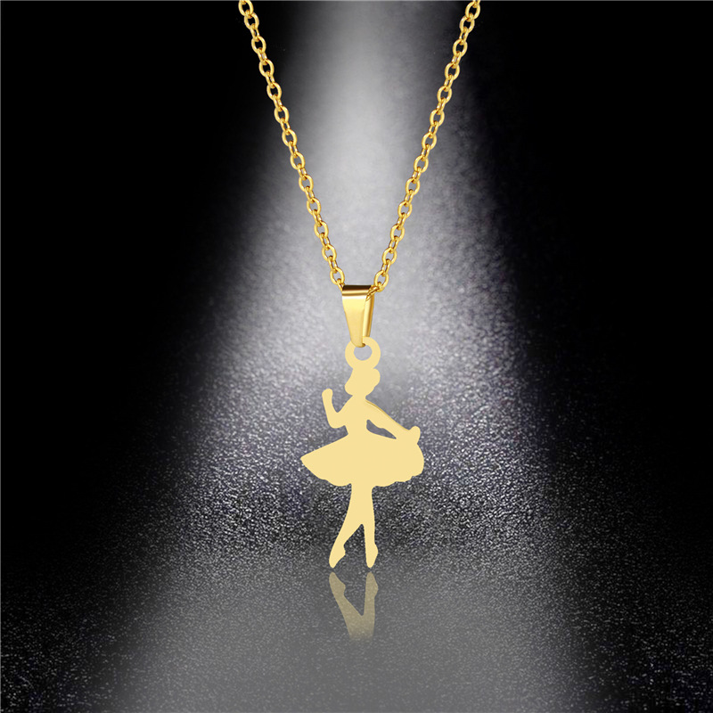 Korean Version of The Creative Cute Dancing Girl Necklace Female Ballet Dancer Titanium Steel Necklace Gold Clavicle Chain
Korean Version of The Creative Cute Dancing Girl Necklace Female Ballet Dancer Titanium Steel Necklace Gold Clavicle Chain
