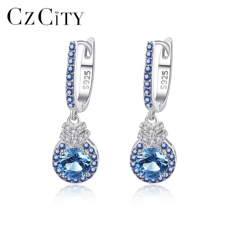 CZCITY Small Blue Hoop Earrings for Women Dating Party 100% 925 Sterling Silver Drop Water Shape Earring Jewelry Gifts SE0226
CZCITY Small Blue Hoop Earrings for Women Dating Party 100% 925 Sterling Silver Drop Water Shape Earring Jewelry Gifts SE0226