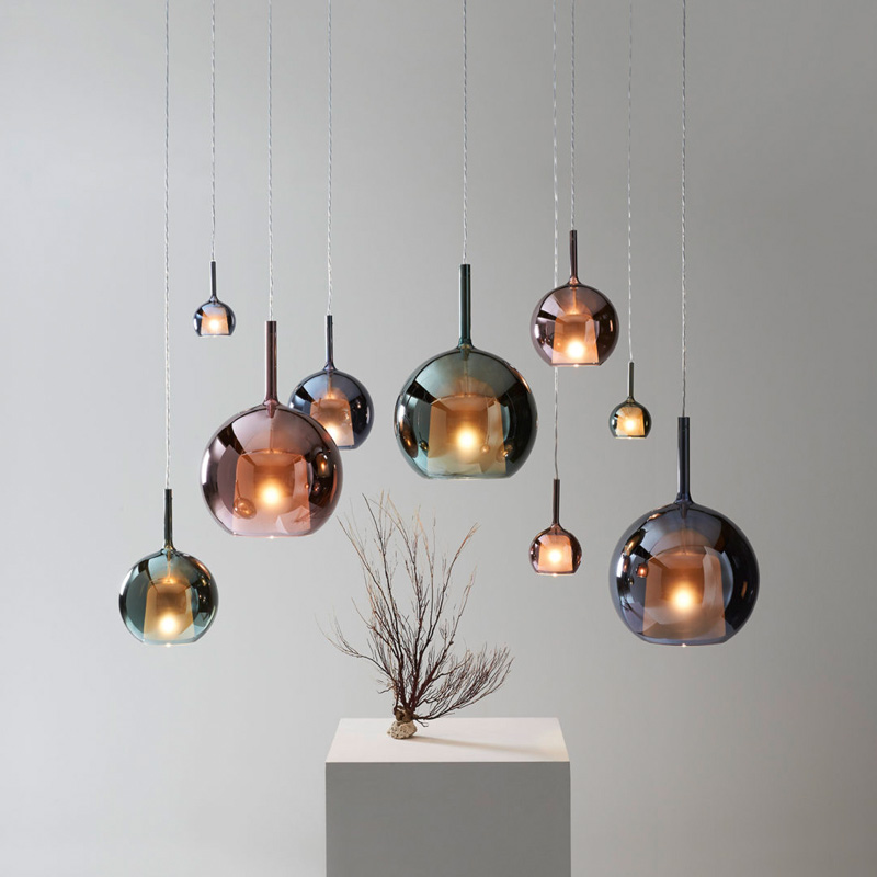 Nordic Modern LED Pendant Lamps Creative Water Droplets Stained Glass Hanging Lamp for Restaurant Livingroom Bedroom Deco