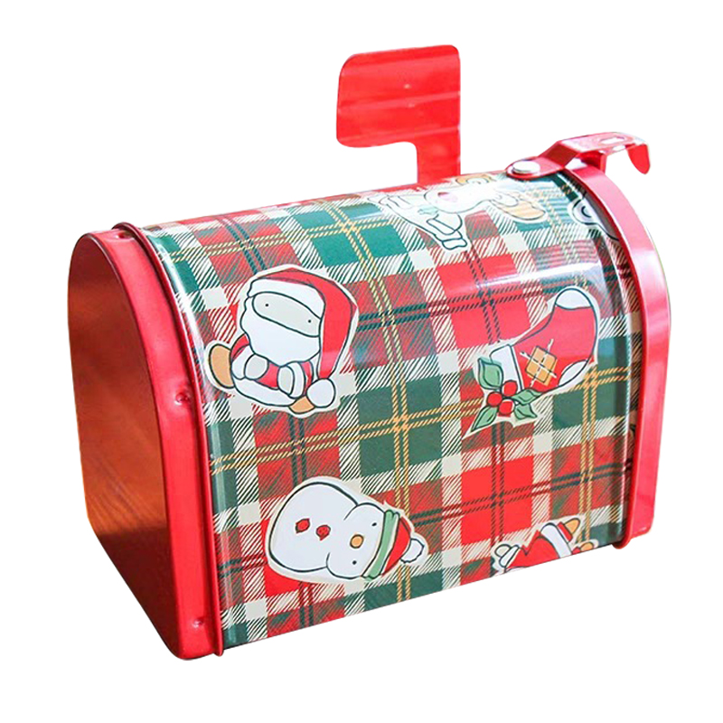 Christmas Decorations Tin Box Tinplate Postbox Container Cards Candy Cookies Baking Gift Packing Case 1pcs Stockings