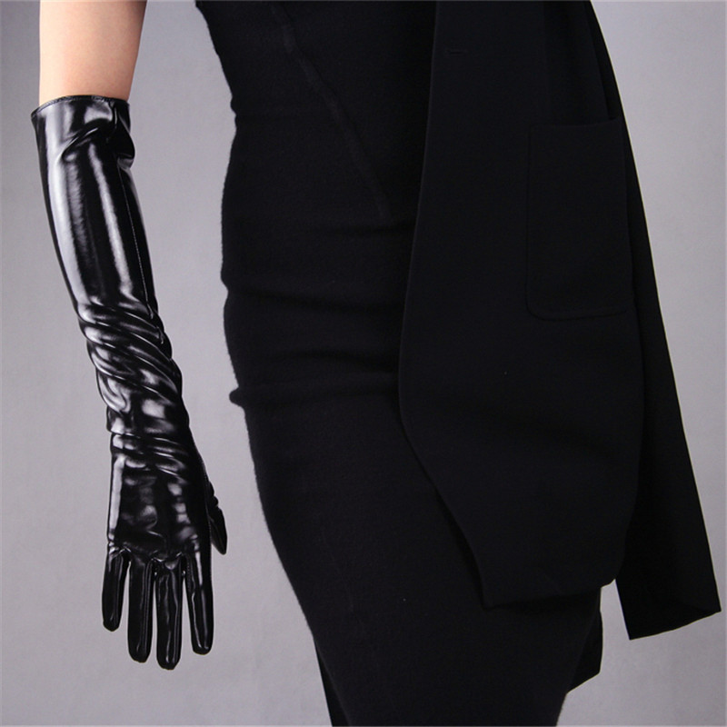 50cm Long Sectiof Patent Leather Gloves Emulation Leather Sheepskin Bright PU Bright Black Women's Gloves PU42-50
50cm Long Sectiof Patent Leather Gloves Emulation Leather Sheepskin Bright PU Bright Black Women's Gloves PU42-50