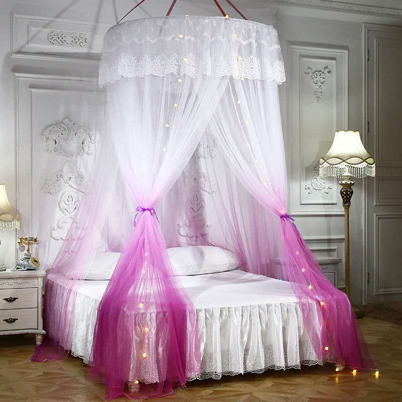 Mosquito Net Three-door Hung Dome Ceiling Hanging Bed Valance Gradient Princess Lace With LED Light
Mosquito Net Three-door Hung Dome Ceiling Hanging Bed Valance Gradient Princess Lace With LED Light