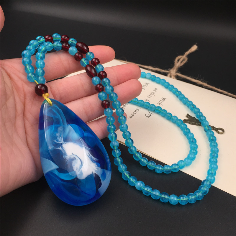 Ocean Blue Beeswax Long Necklace Water Drop Safe Clasp Pendant Pendant Fluorescent Daisy Flower Ornament
Ocean Blue Beeswax Long Necklace Water Drop Safe Clasp Pendant Pendant Fluorescent Daisy Flower Ornament