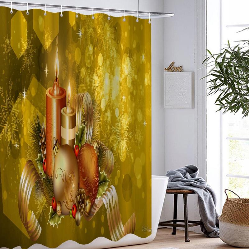 Shower Curtains Festival Holiday Party Merry Christmas Bathroom Curtain Washable Polyester Fabric Bath Home Textile