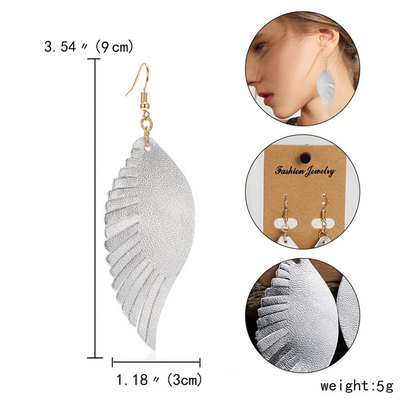 2021 New Fashion Leather Dangle Earring Womens Angle Wings Hoop Earrings Wedding Party Jewelry Gift IE91601