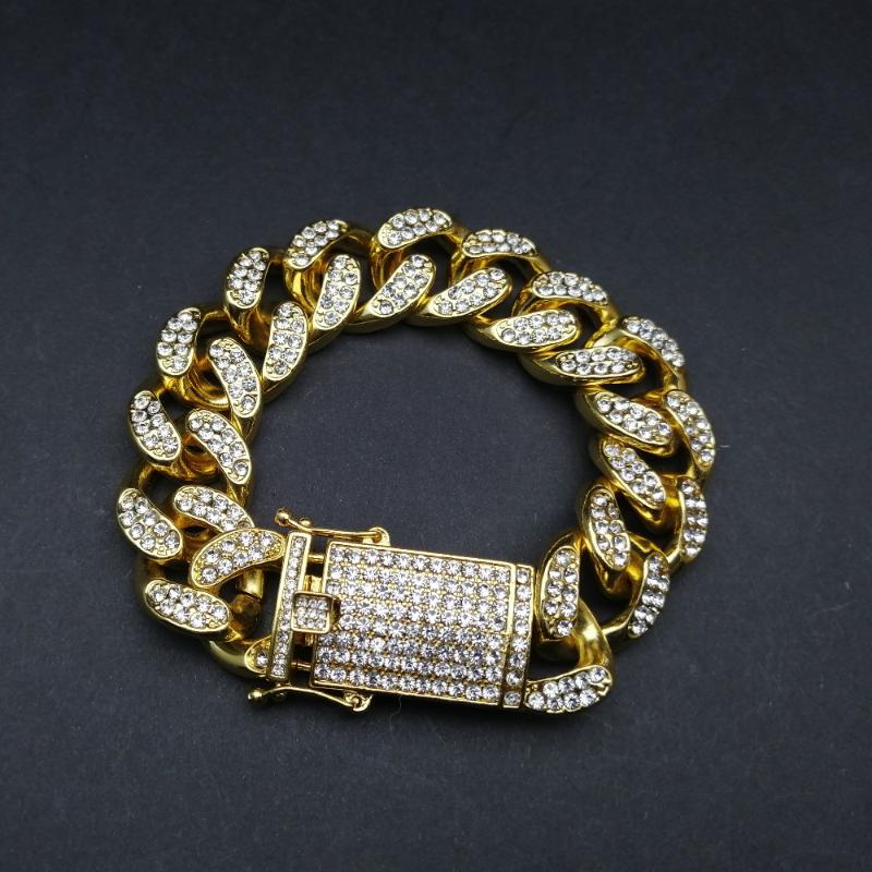 Hip hop Men Gold Color Bracelet Chain Luxury Men Bracelet Out Cuban Crystal Miami Chain Hip Hop For
Hip hop Men Gold Color Bracelet Chain Luxury Men Bracelet Out Cuban Crystal Miami Chain Hip Hop For