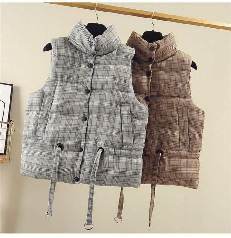 Women's Sleeveless Down Vest Plaid Printed High Quality Brand New Female Winter Warm Jackets&Outerwear Thicken, Gray
Women's Sleeveless Down Vest Plaid Printed High Quality Brand New Female Winter Warm Jackets&Outerwear Thicken, Gray