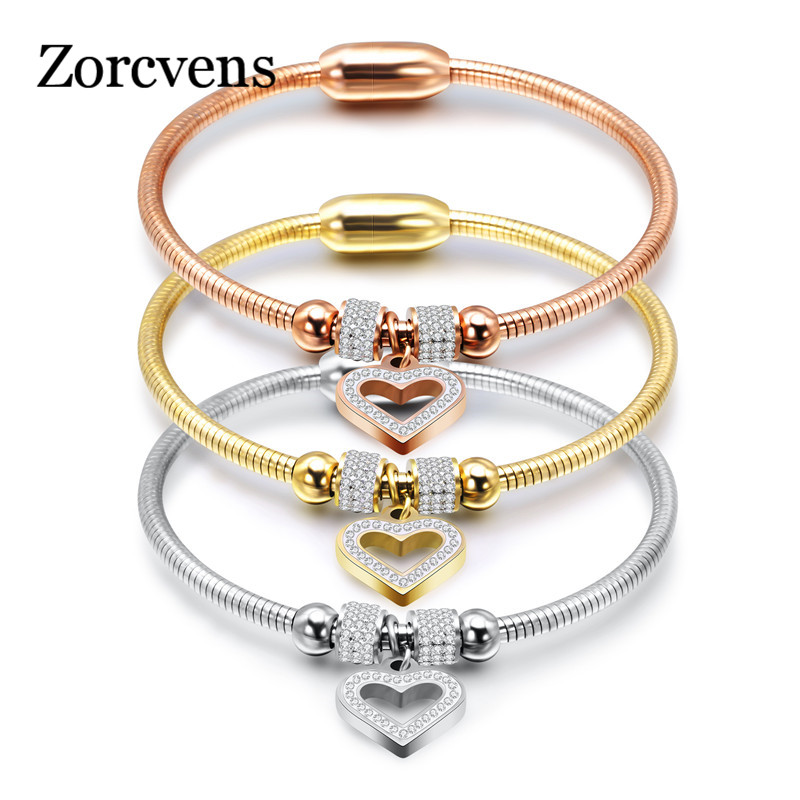 ZORCVENS 2020 New Heart Charm Bracelets For Women Gold Silver Color Zircon Bracelet&Bangle Jewelry Europe American Style Jewelry
ZORCVENS 2020 New Heart Charm Bracelets For Women Gold Silver Color Zircon Bracelet&Bangle Jewelry Europe American Style Jewelry