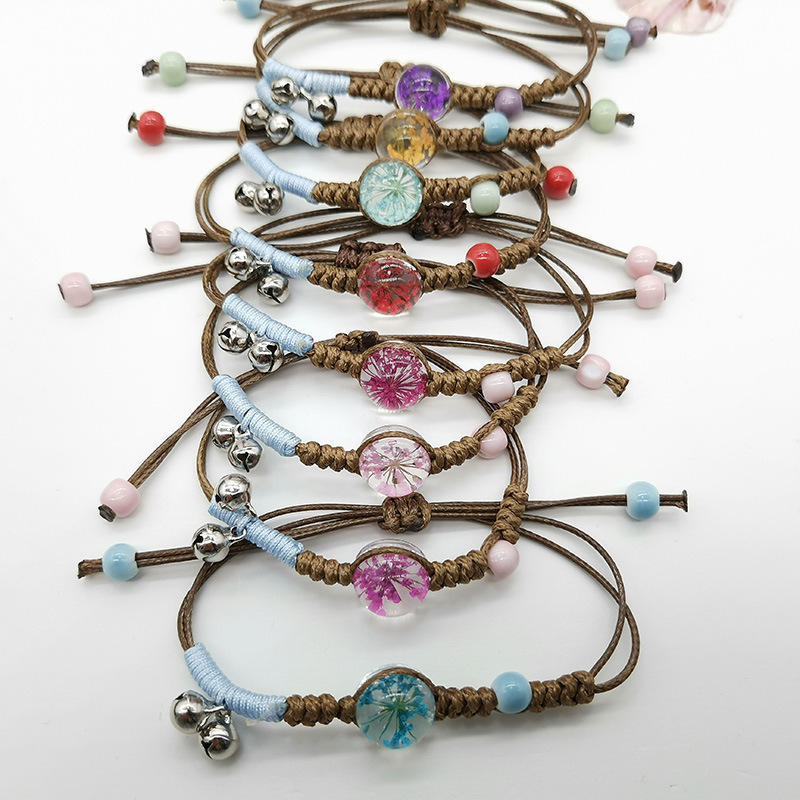 Charm Bracelets National Wind Bell Lace Real Flowers Woven Bracelet Ms. Creative Eternal Flower Dried Specimen 10-SL23
Charm Bracelets National Wind Bell Lace Real Flowers Woven Bracelet Ms. Creative Eternal Flower Dried Specimen 10-SL23