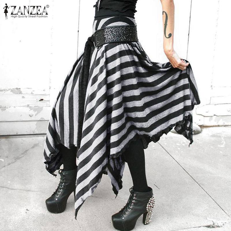 Plus Size Women' Asymmetrical Skirts ZANZEA Bohemian Striped Maxi Sundress Casual Elastic Waist Faldas Saia Female Spring Robe, Gray
Plus Size Women' Asymmetrical Skirts ZANZEA Bohemian Striped Maxi Sundress Casual Elastic Waist Faldas Saia Female Spring Robe, Gray