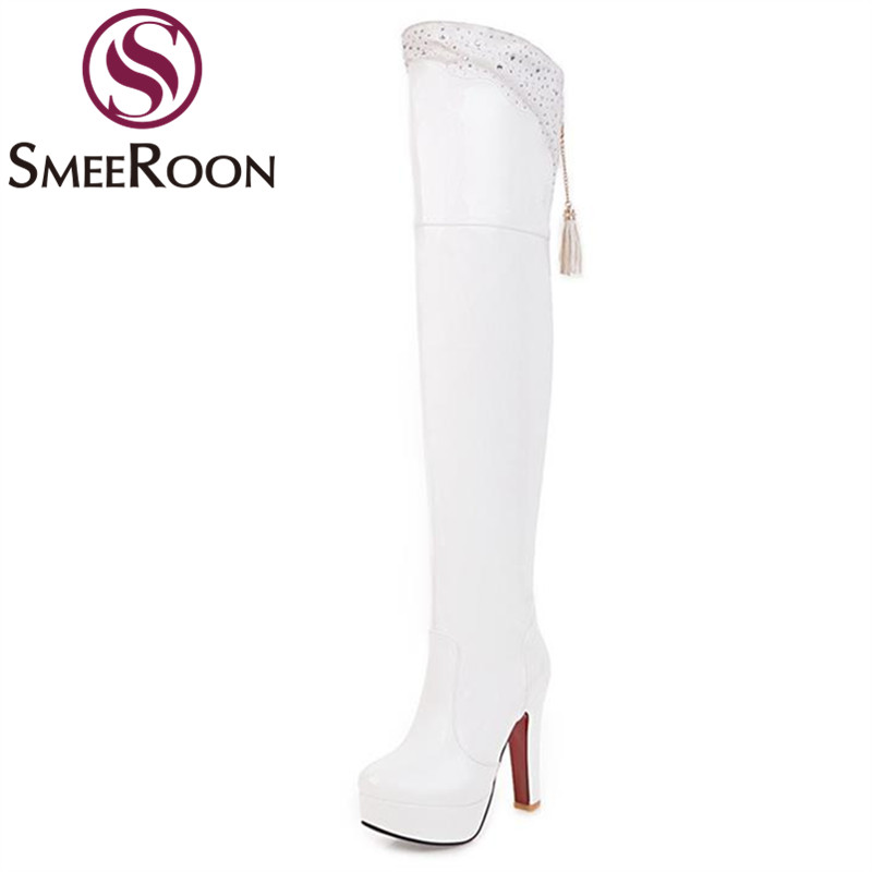 Smeeroon winter boots tassel office ladies round toe over the knee boots high thin heels fashion women's shoes large size, Black
Smeeroon winter boots tassel office ladies round toe over the knee boots high thin heels fashion women's shoes large size, Black
