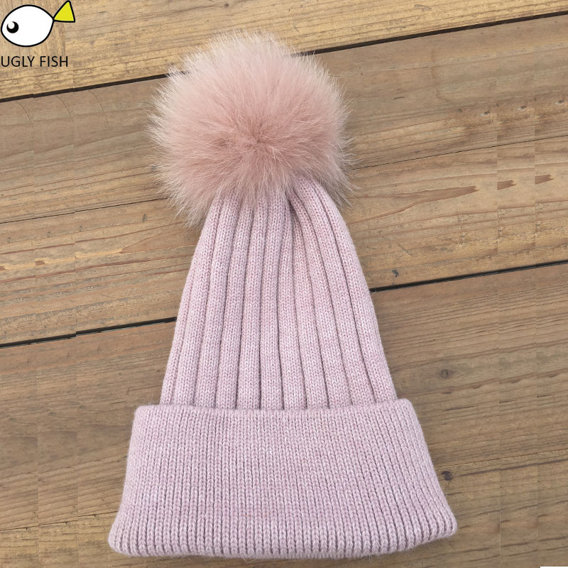 Skullies & Beanies knit ski and beanie pompon women winter pompon hat for women hat knitted winter cap fur knitted