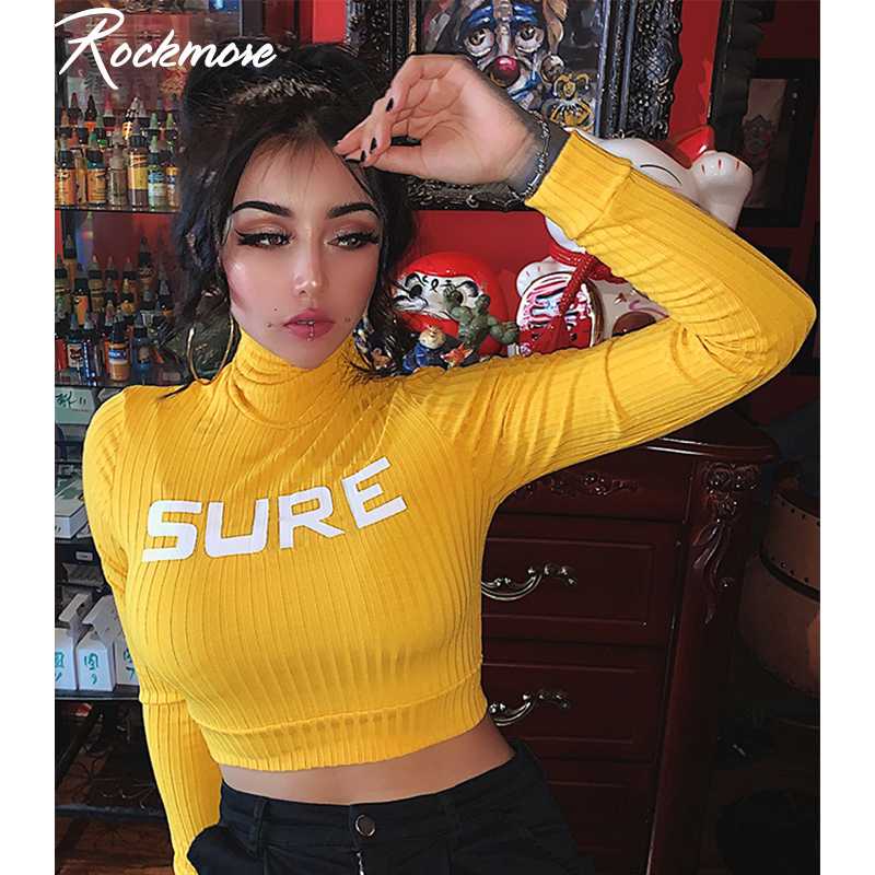 Rockmore Ribbed Women' T-Shirt Long Sleeve Crop Tops Bodycon Turtleneck Y2K Aesthetic Streetwear Letter Print T Shirts Autumn, Black
Rockmore Ribbed Women' T-Shirt Long Sleeve Crop Tops Bodycon Turtleneck Y2K Aesthetic Streetwear Letter Print T Shirts Autumn, Black